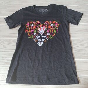 Oliver & Otis Womens Small Mama Cita! Gray T-shirt Skeleton Hispanic Day Of Dead